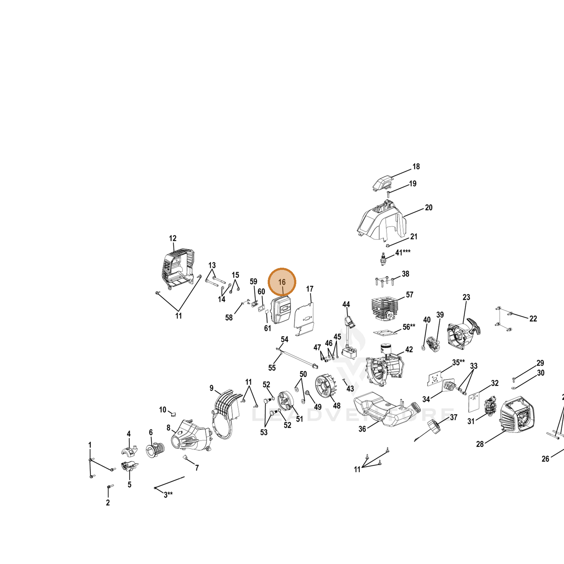 Echo part YH460000140 — IPL diagram snippet (6x zoom, amber highlight)