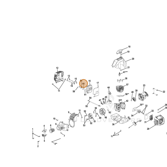 Echo part YH460000190 — IPL diagram snippet (6x zoom, amber highlight)