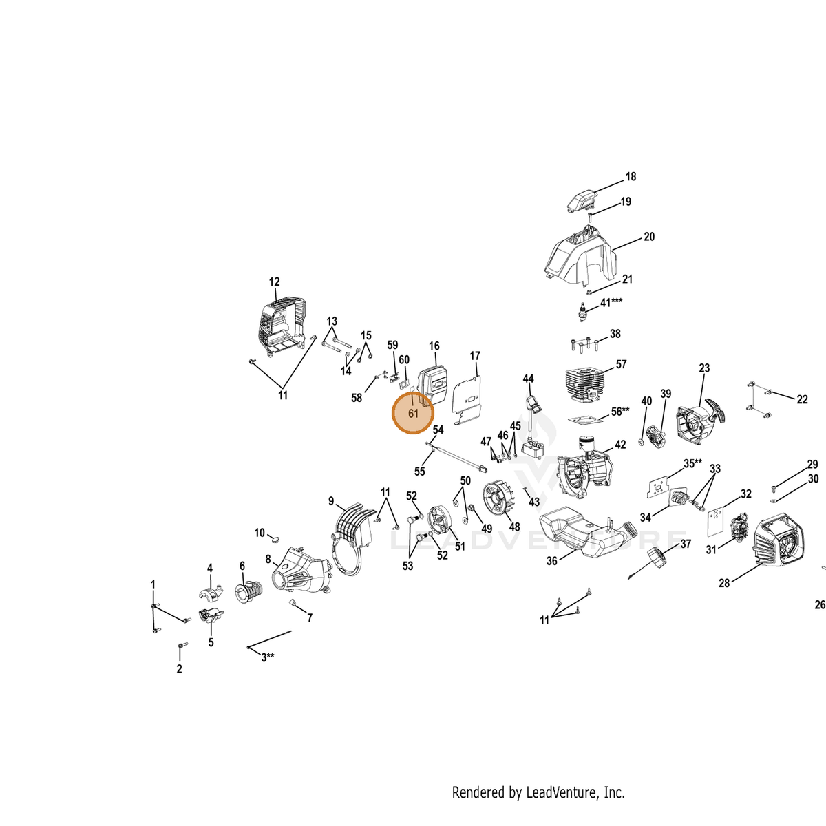 Echo part YH460000200 — IPL diagram snippet (6x zoom, amber highlight)