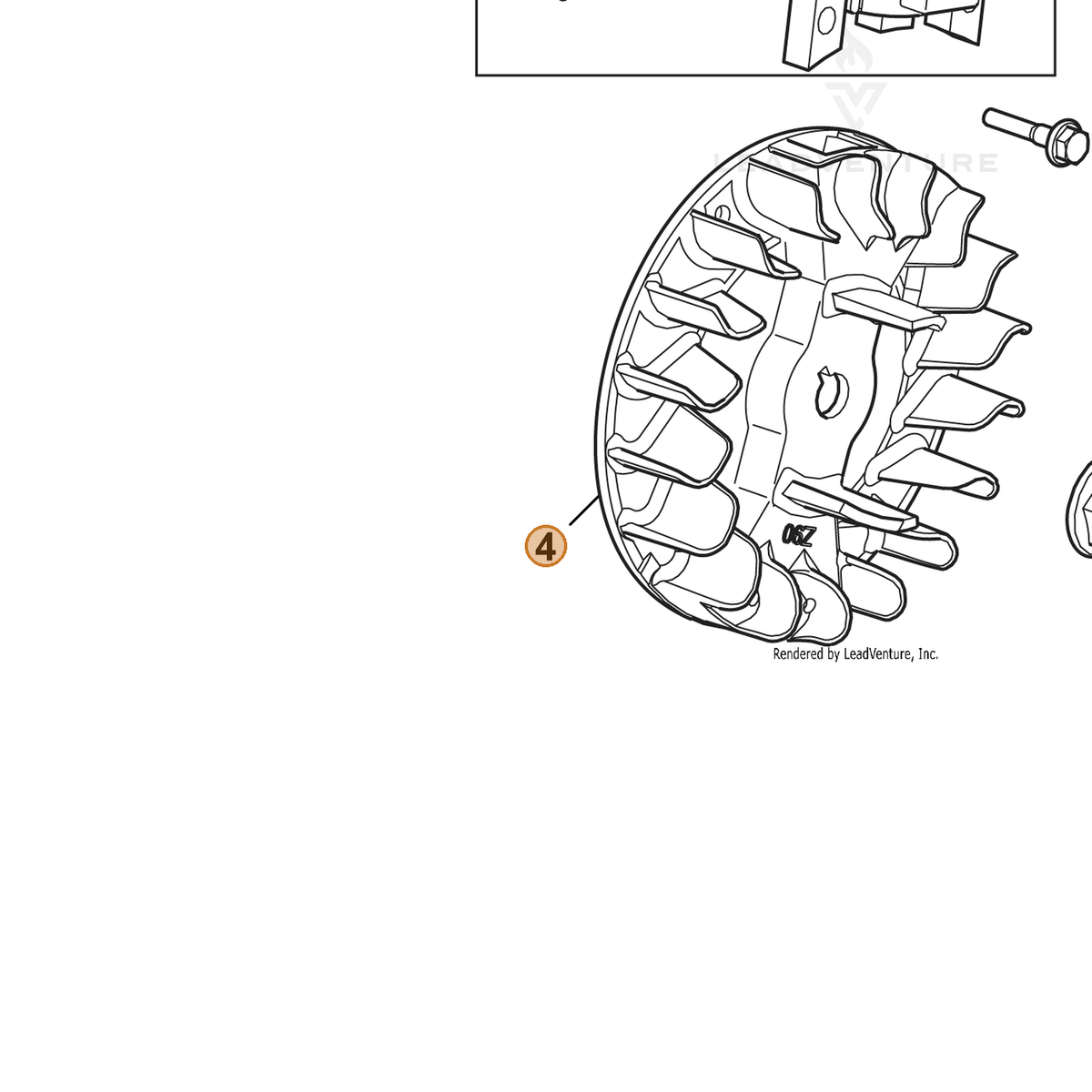 ECHO part YH461000050 — IPL diagram snippet (6x zoom, amber highlight)