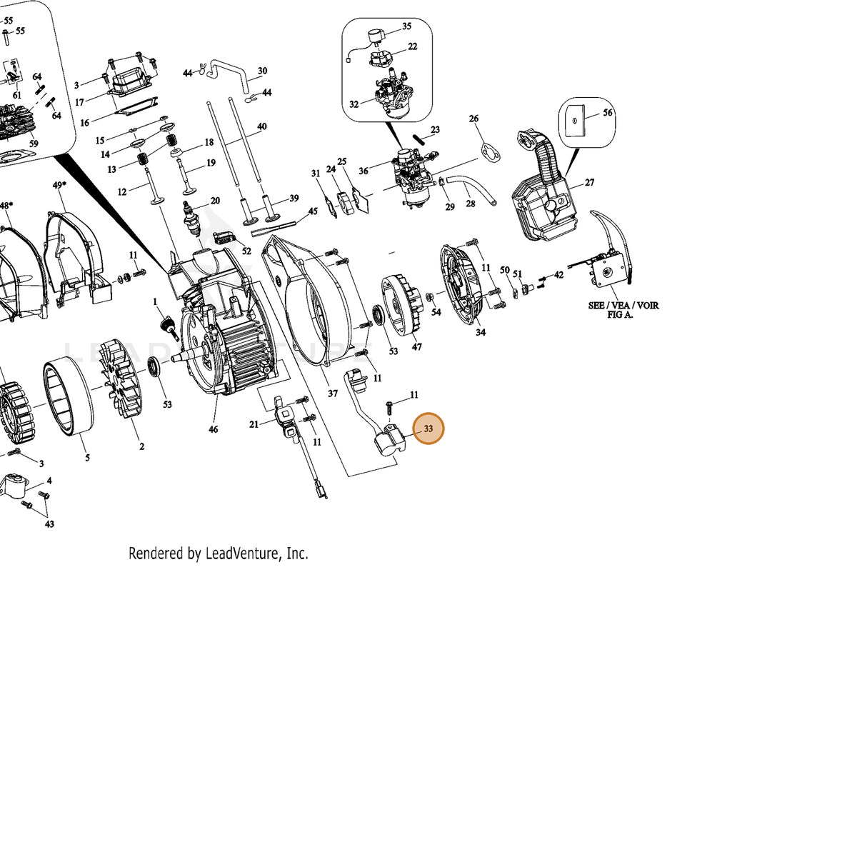 ECHO part YH461000130 — IPL diagram snippet (6x zoom, amber highlight)