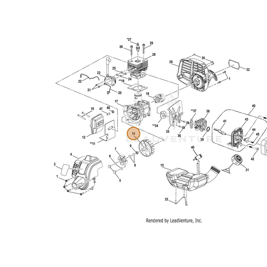Echo part YH461000180 — IPL diagram snippet (6x zoom, amber highlight)