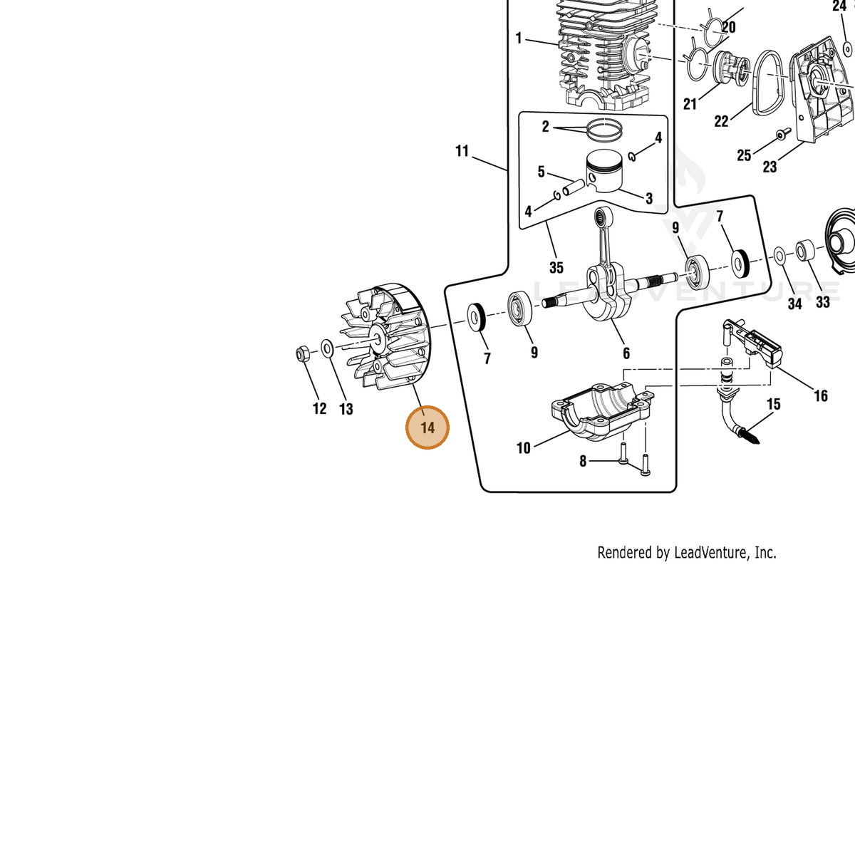 Echo part YH461000190 — IPL diagram snippet (6x zoom, amber highlight)