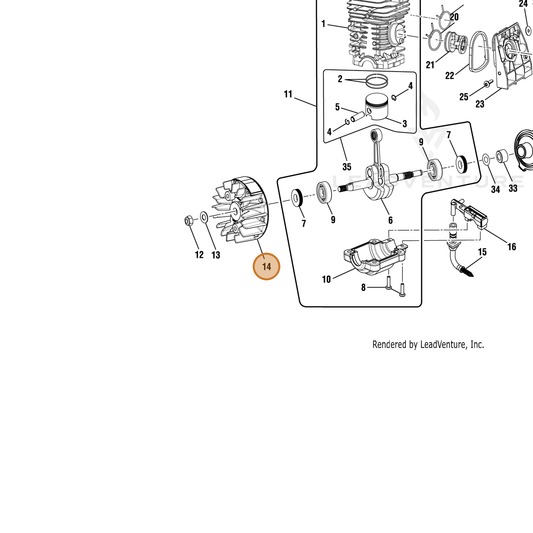Echo part YH461000190 — IPL diagram snippet (6x zoom, amber highlight)