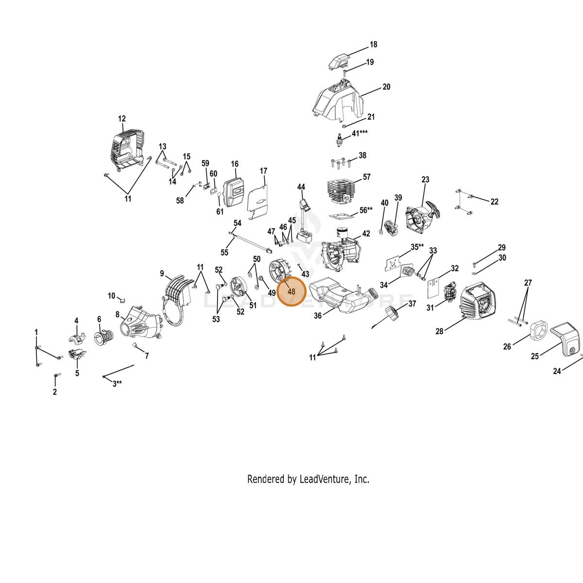 Echo part YH461000200 — IPL diagram snippet (6x zoom, amber highlight)