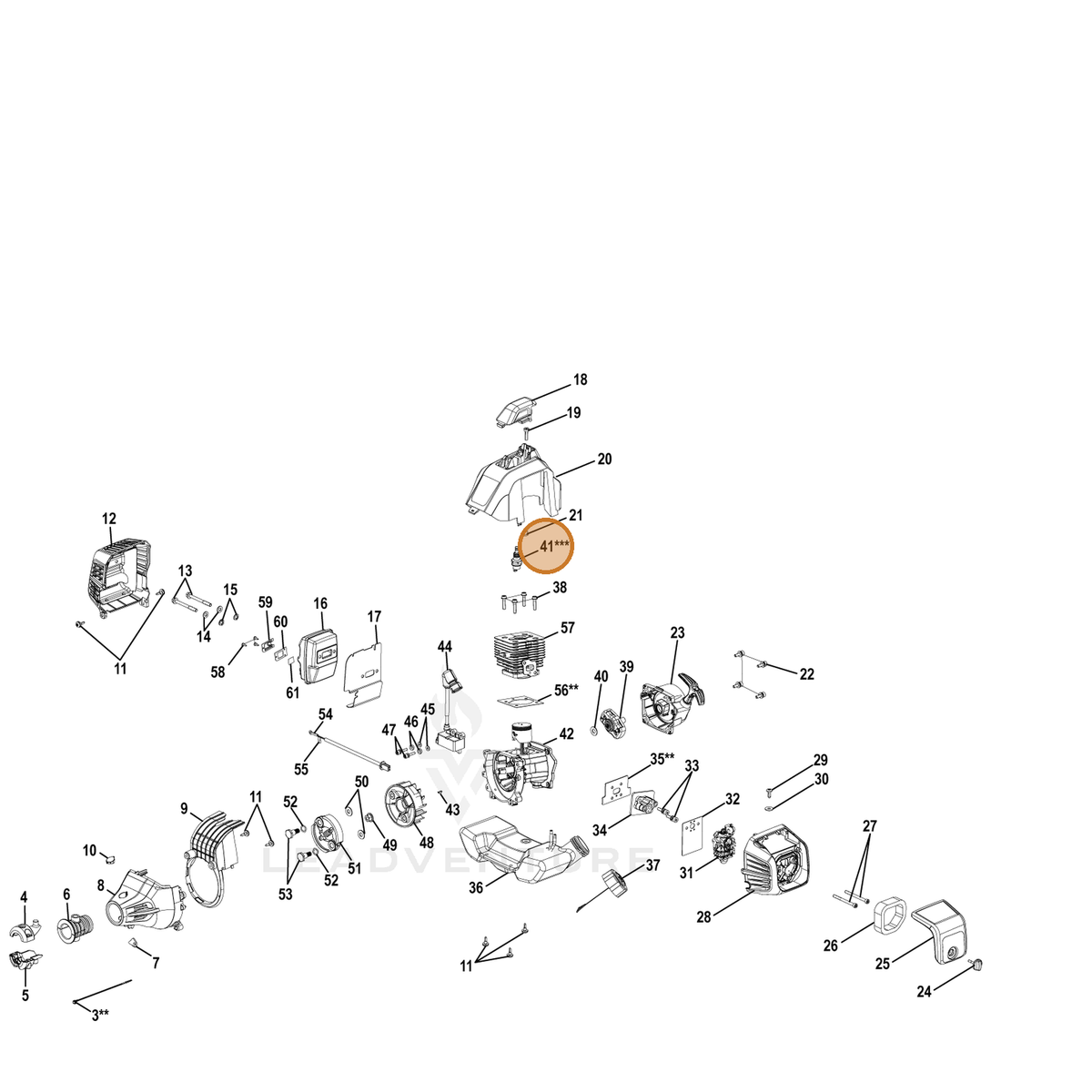 Echo part YH461000210 — IPL diagram snippet (6x zoom, amber highlight)