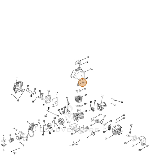 Echo part YH461000210 — IPL diagram snippet (6x zoom, amber highlight)