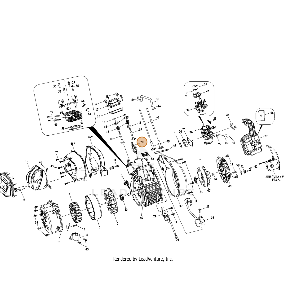 ECHO part YH461000250 — IPL diagram snippet (6x zoom, amber highlight)