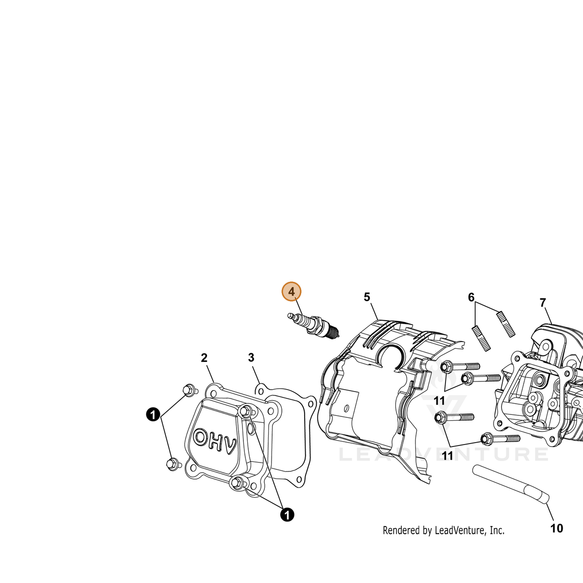 ECHO part YH461000290 — IPL diagram snippet (6x zoom, amber highlight)