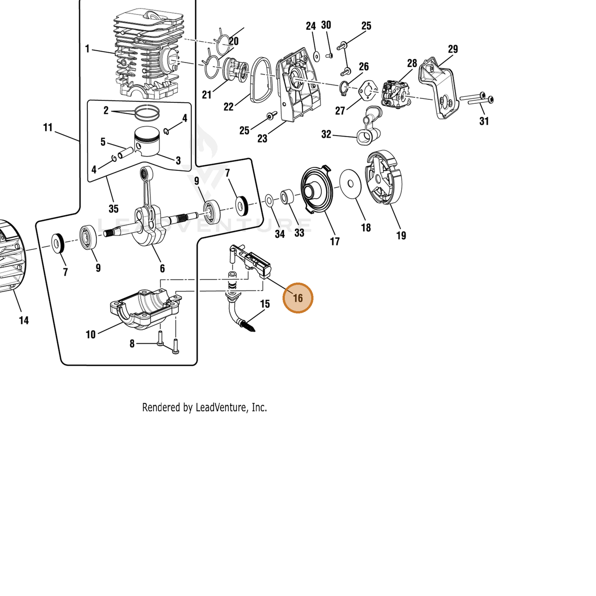 Echo part YH462000010 — IPL diagram snippet (6x zoom, amber highlight)