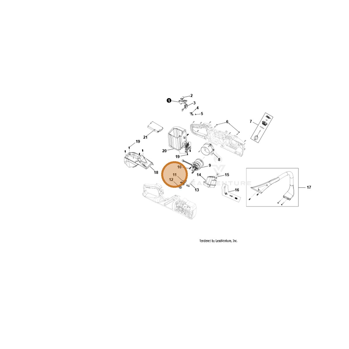 ECHO part YH462000030 — IPL diagram snippet (6x zoom, amber highlight)