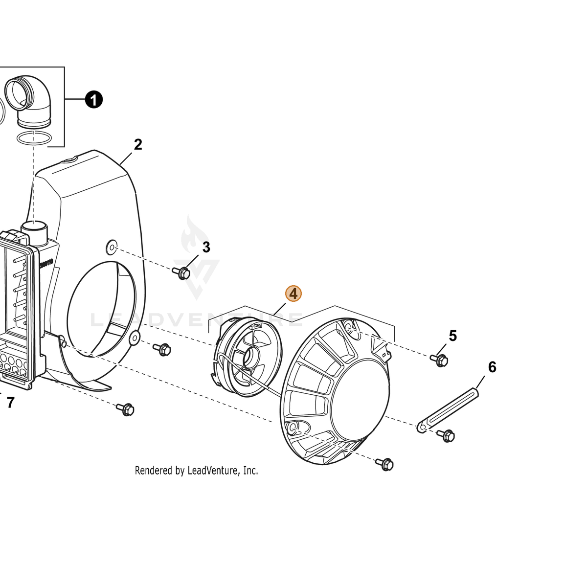 ECHO part YH463000010 — IPL diagram snippet (6x zoom, amber highlight)