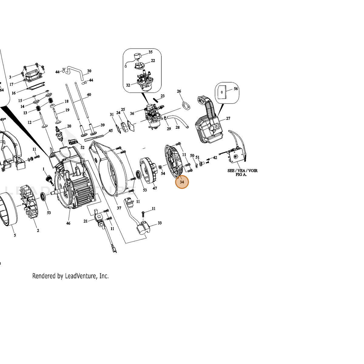 ECHO part YH463000080 — IPL diagram snippet (6x zoom, amber highlight)