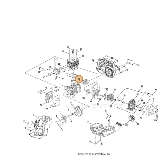 Echo part YH463000130 — IPL diagram snippet (6x zoom, amber highlight)