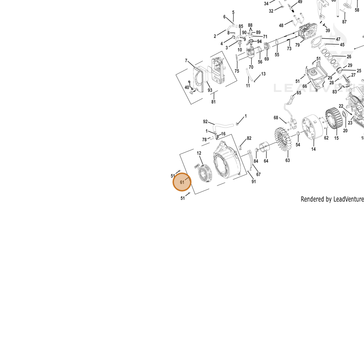 ECHO part YH463000200 — IPL diagram snippet (6x zoom, amber highlight)