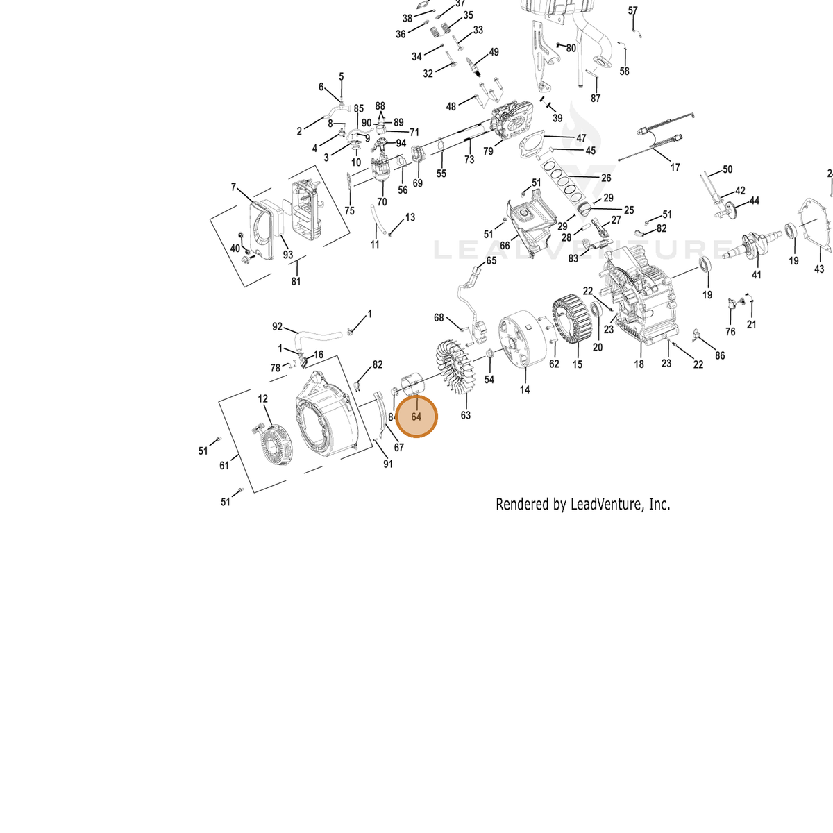 ECHO part YH463000220 — IPL diagram snippet (6x zoom, amber highlight)