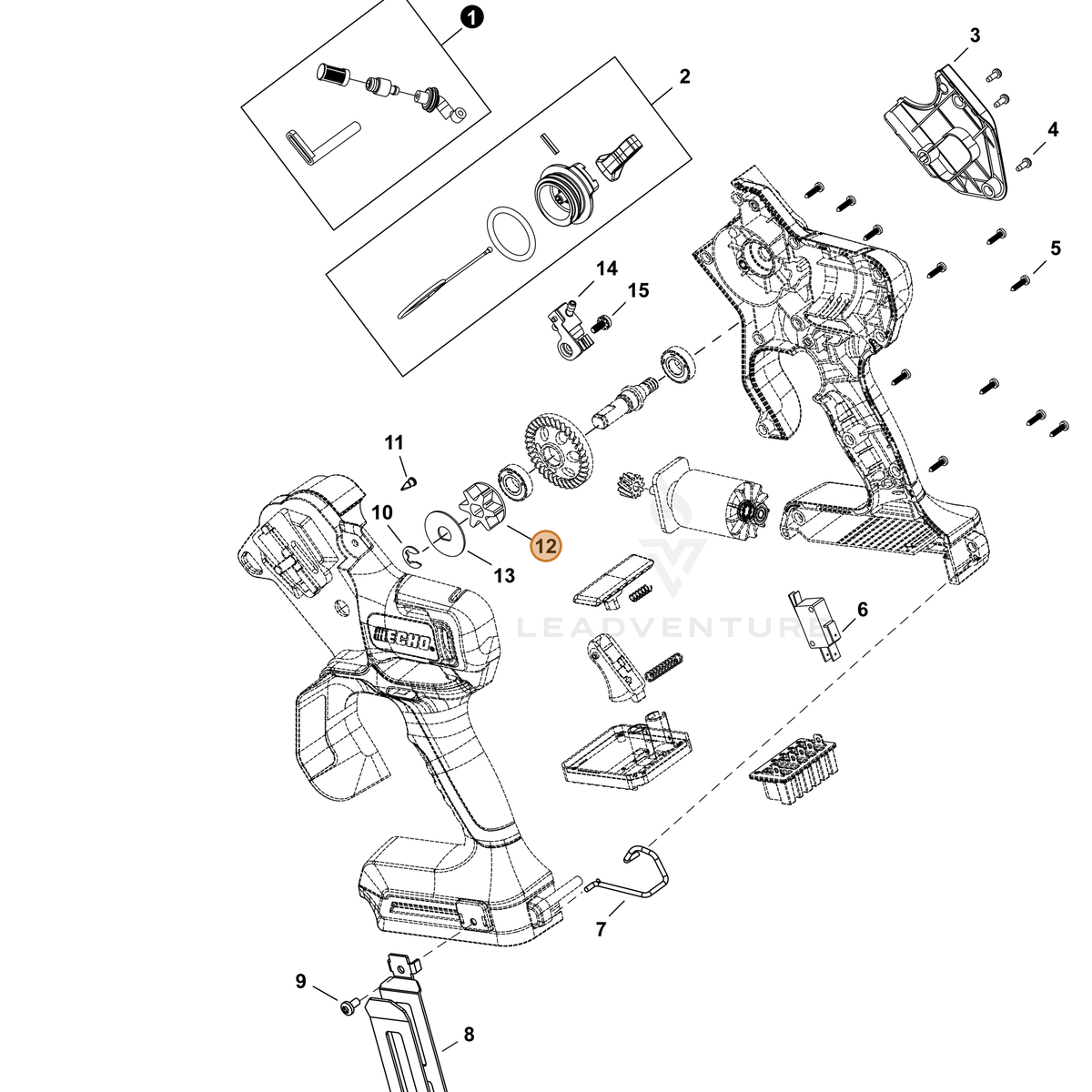 Echo part YH464000060 — IPL diagram snippet (6x zoom, amber highlight)