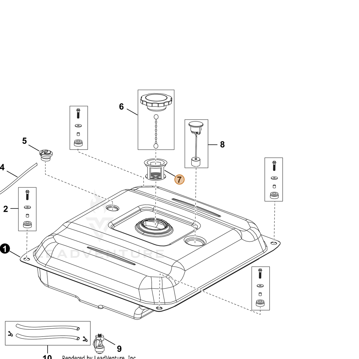 ECHO part YH465000070 — IPL diagram snippet (6x zoom, amber highlight)