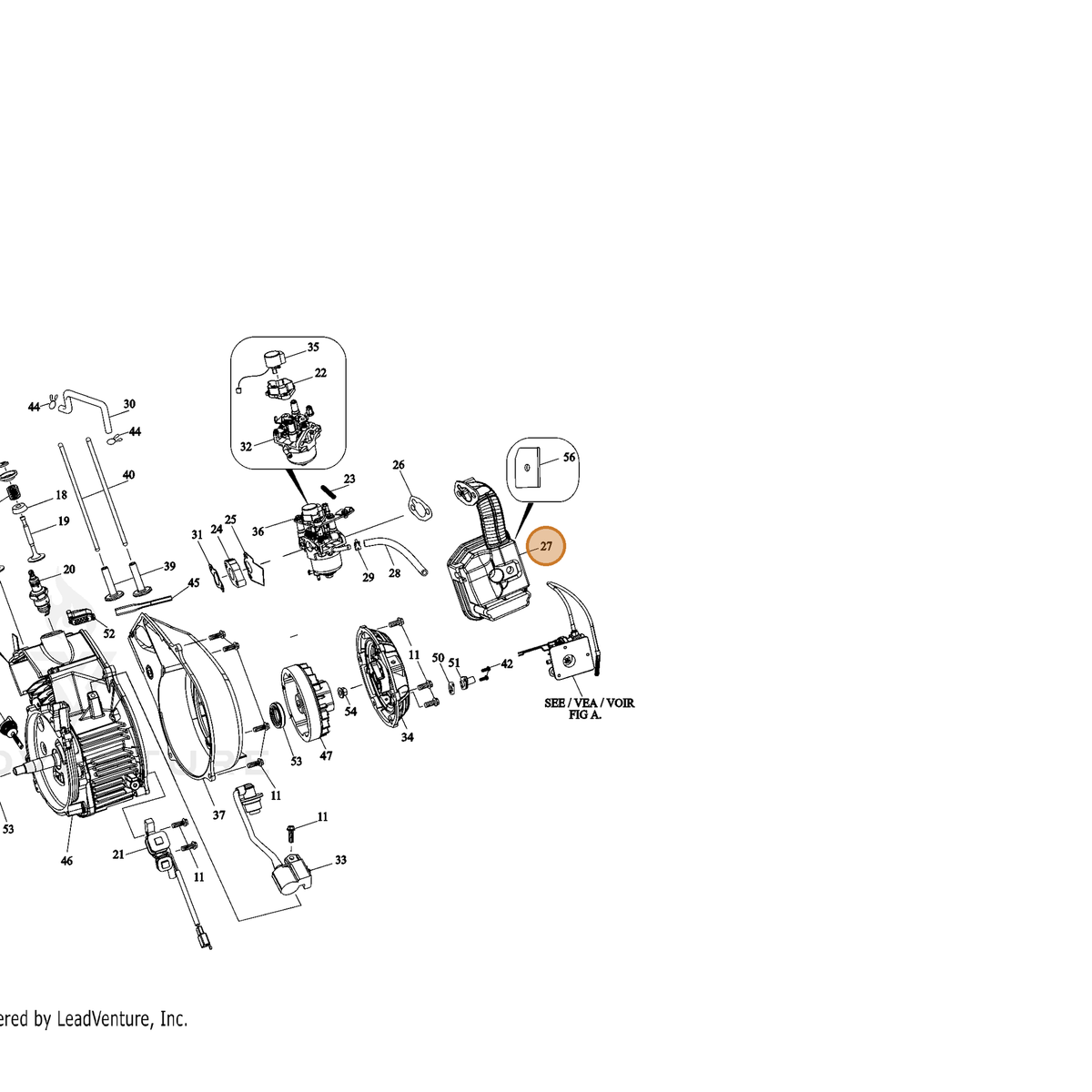 ECHO part YH465000110 — IPL diagram snippet (6x zoom, amber highlight)
