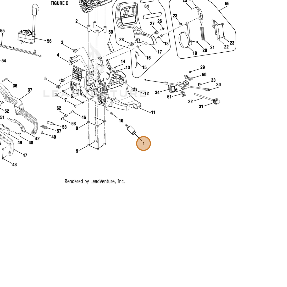 Echo part YH465000140 — IPL diagram snippet (6x zoom, amber highlight)