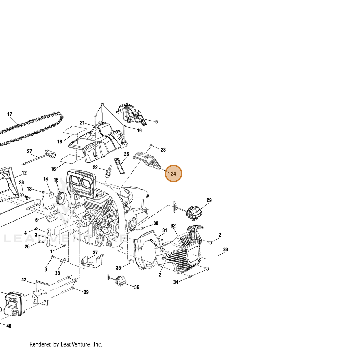 Echo part YH465000150 — IPL diagram snippet (6x zoom, amber highlight)