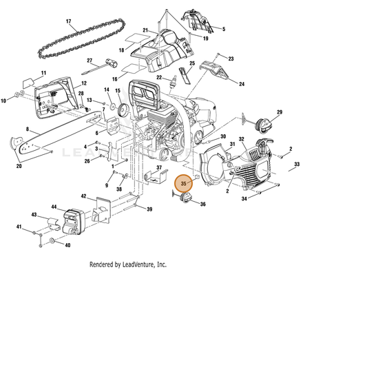 Echo part YH465000180 — IPL diagram snippet (6x zoom, amber highlight)
