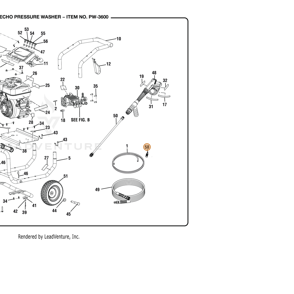 ECHO part YH465000190 — IPL diagram snippet (6x zoom, amber highlight)