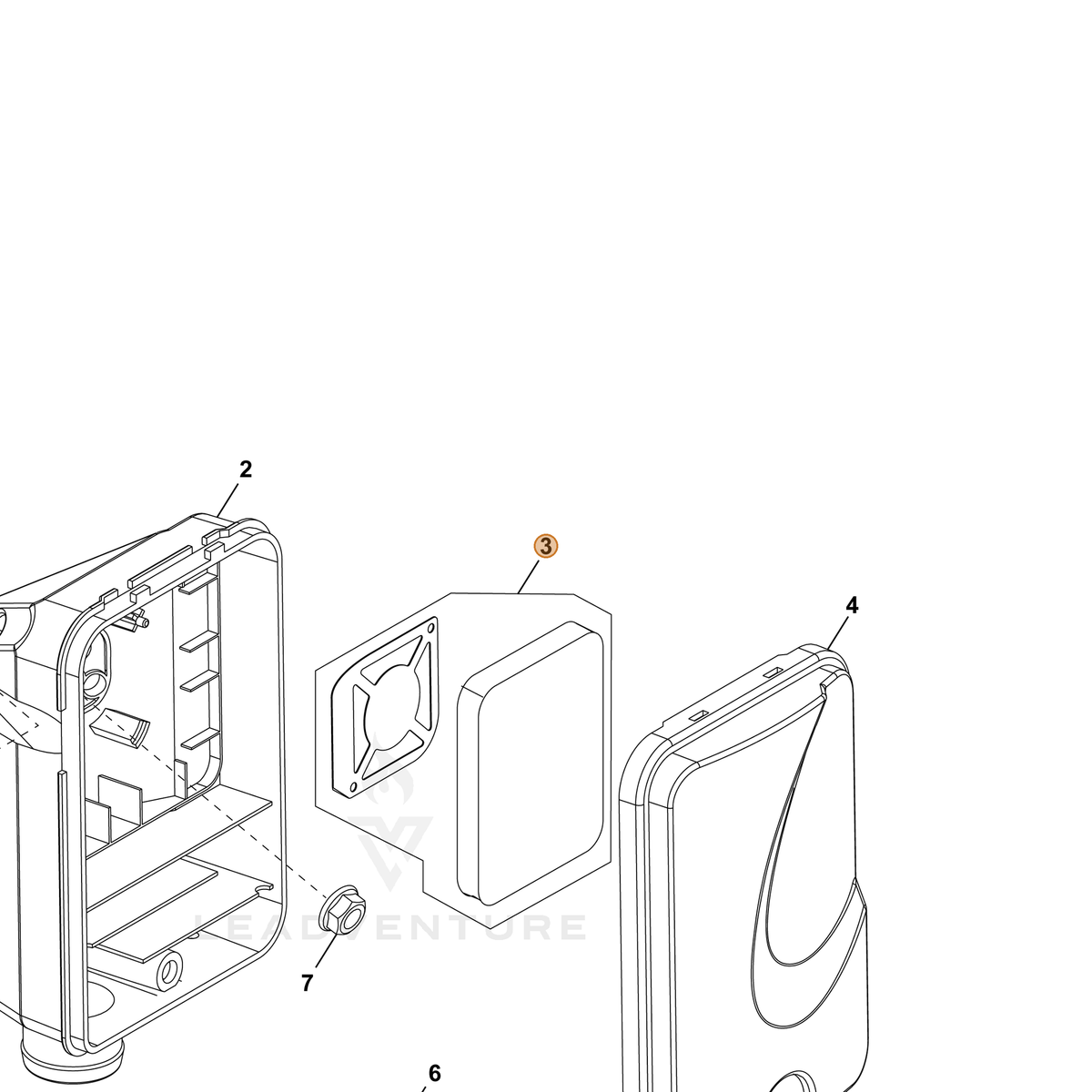 ECHO part YH465000240 — IPL diagram snippet (6x zoom, amber highlight)