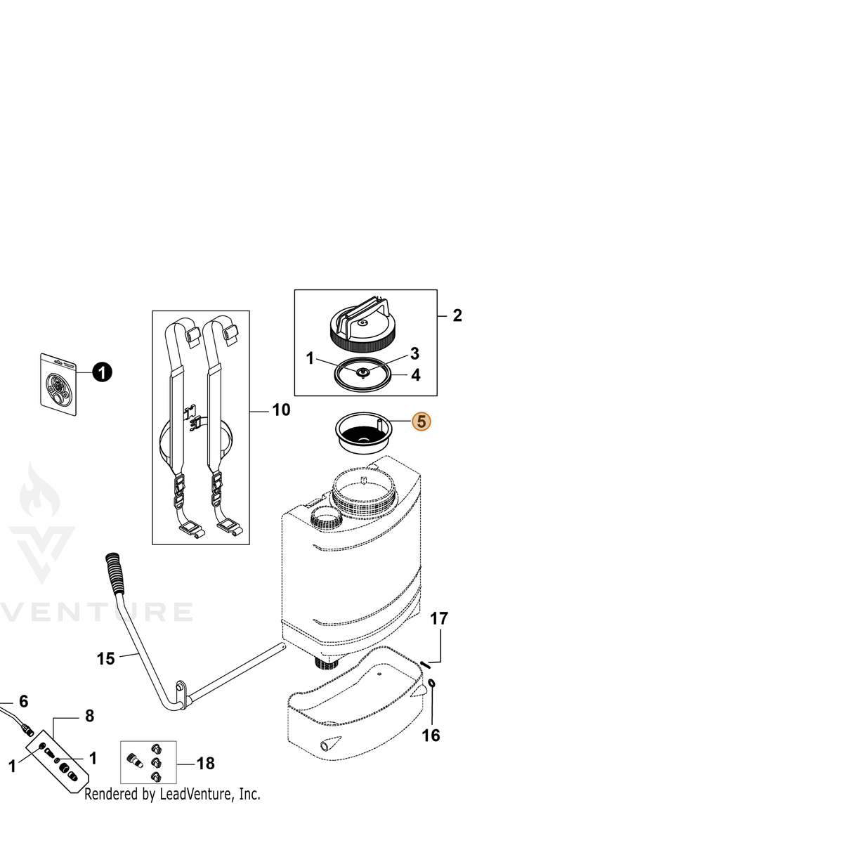 ECHO part YH465000270 — IPL diagram snippet (6x zoom, amber highlight)
