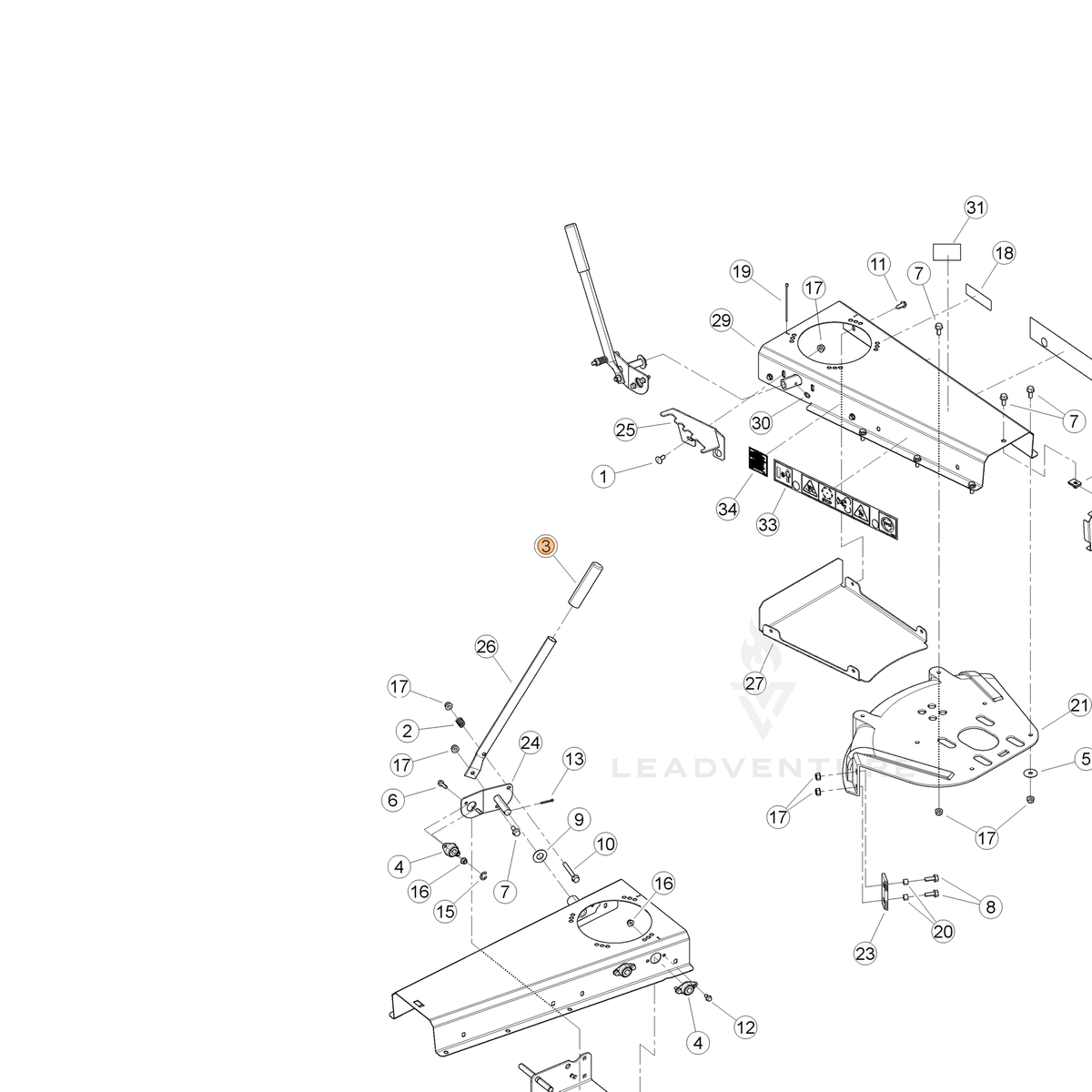 ECHO part YH466000000 — IPL diagram snippet (6x zoom, amber highlight)
