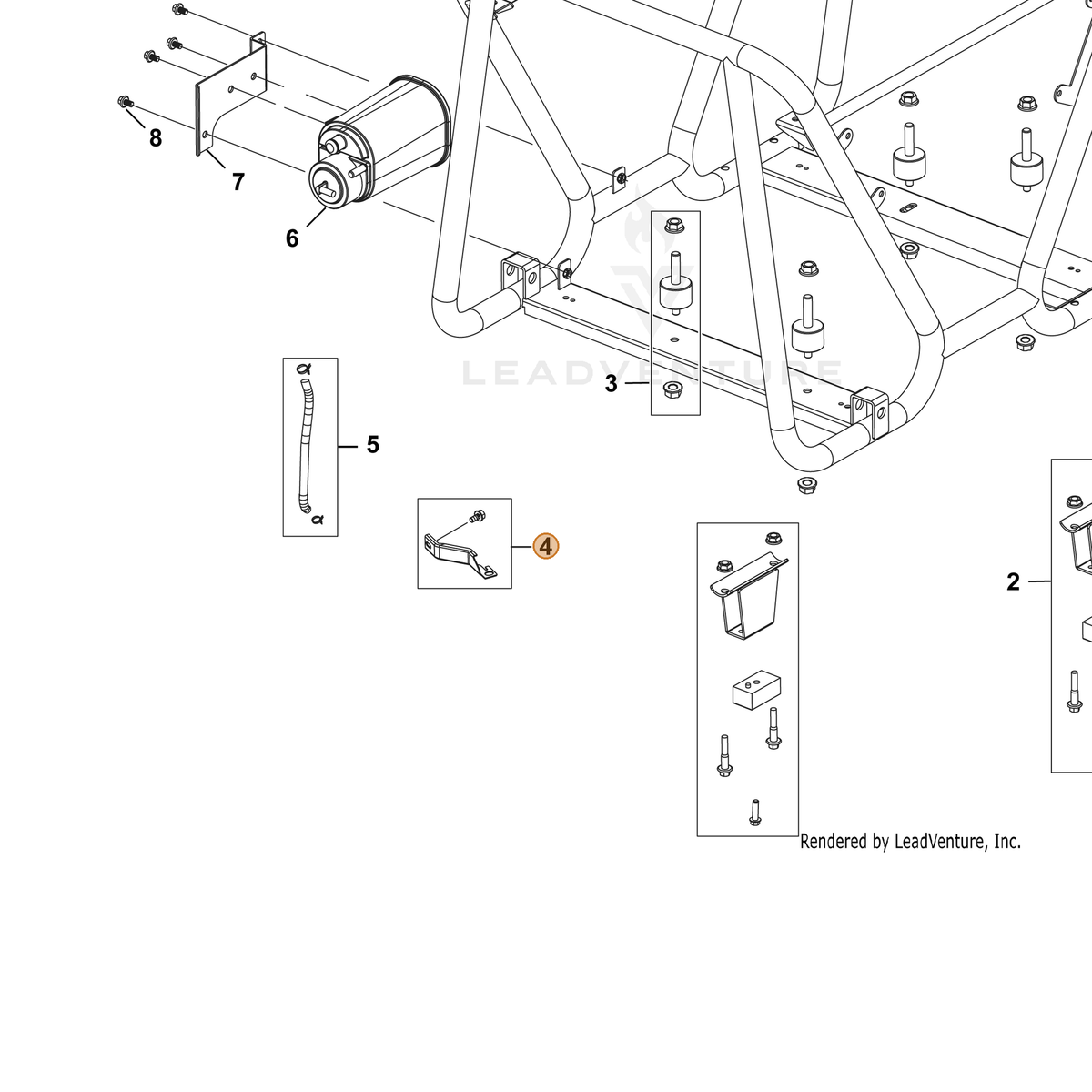 ECHO part YH466000040 — IPL diagram snippet (6x zoom, amber highlight)