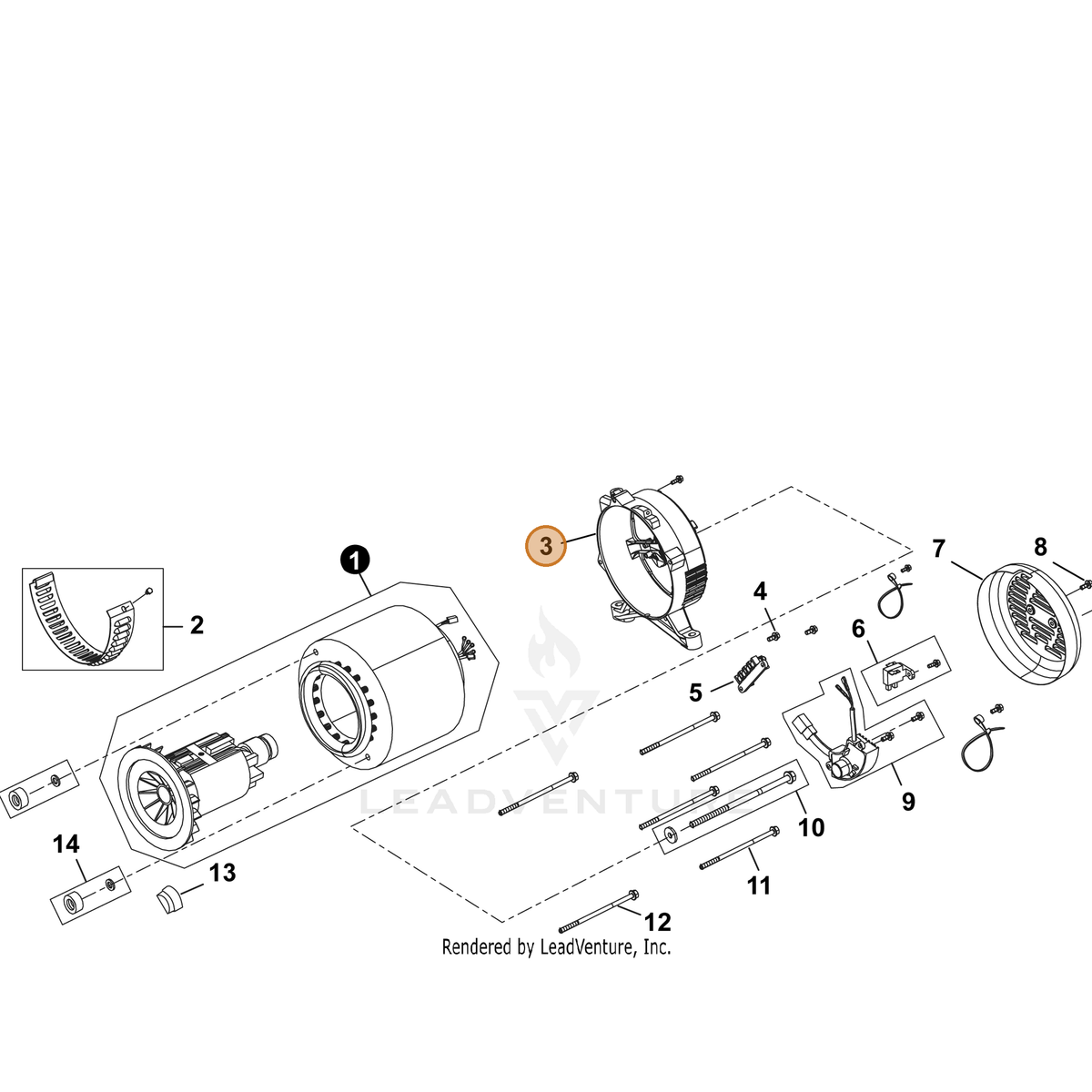 ECHO part YH466000100 — IPL diagram snippet (6x zoom, amber highlight)