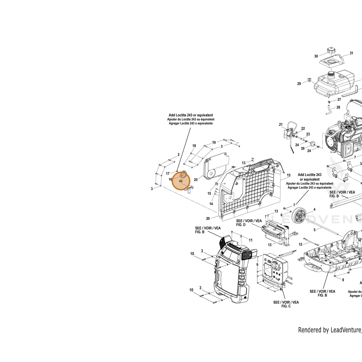 ECHO part YH466000130 — IPL diagram snippet (6x zoom, amber highlight)