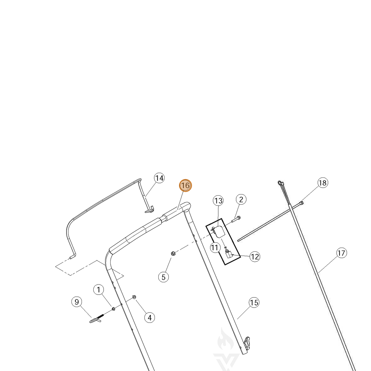 ECHO part YH466000150 — IPL diagram snippet (6x zoom, amber highlight)