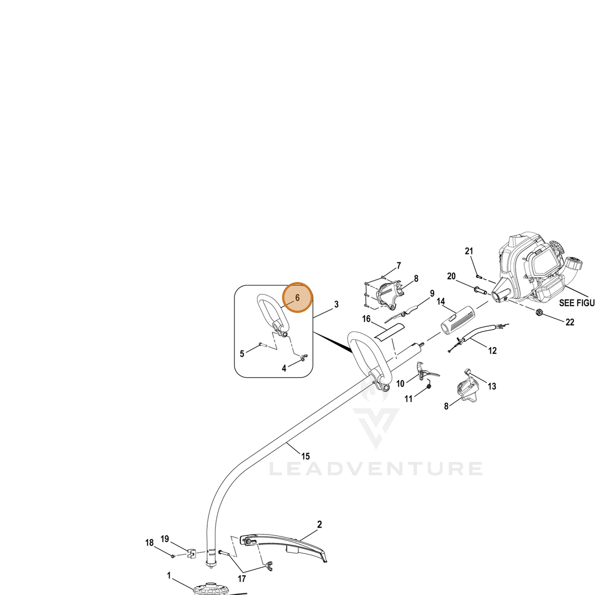 Echo part YH466000250 — IPL diagram snippet (6x zoom, amber highlight)
