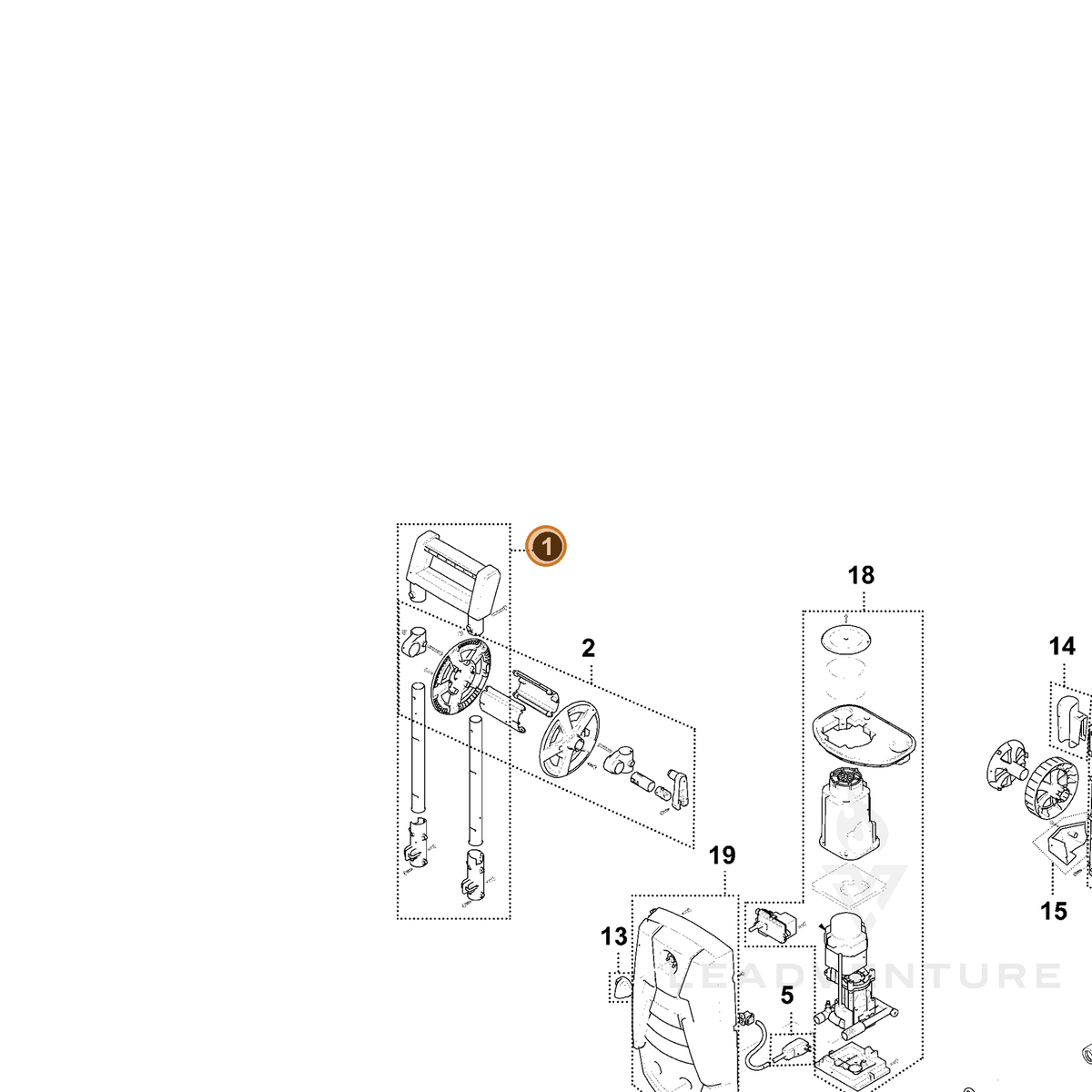ECHO part YH466000310 — IPL diagram snippet (6x zoom, amber highlight)