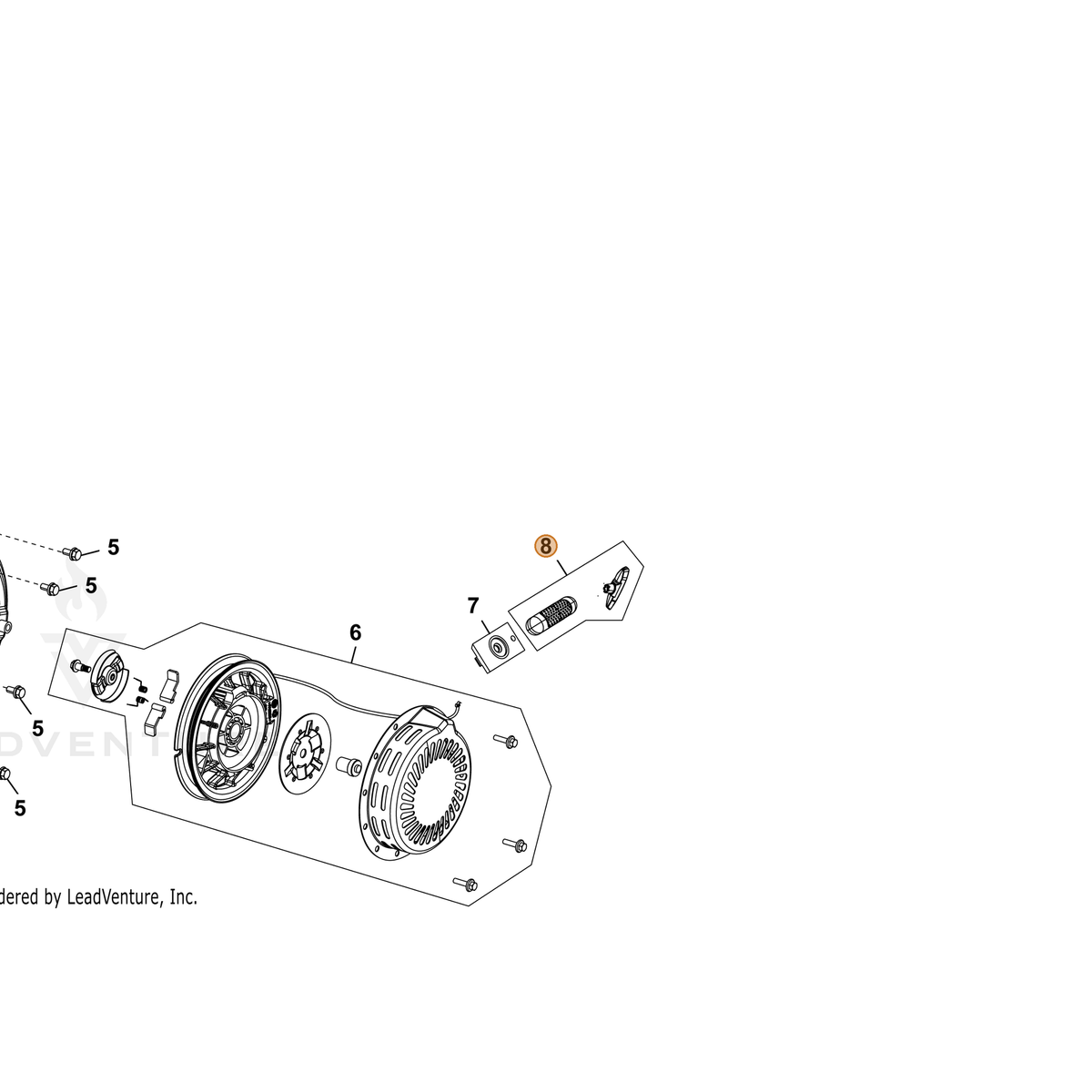 ECHO part YH466000420 — IPL diagram snippet (6x zoom, amber highlight)