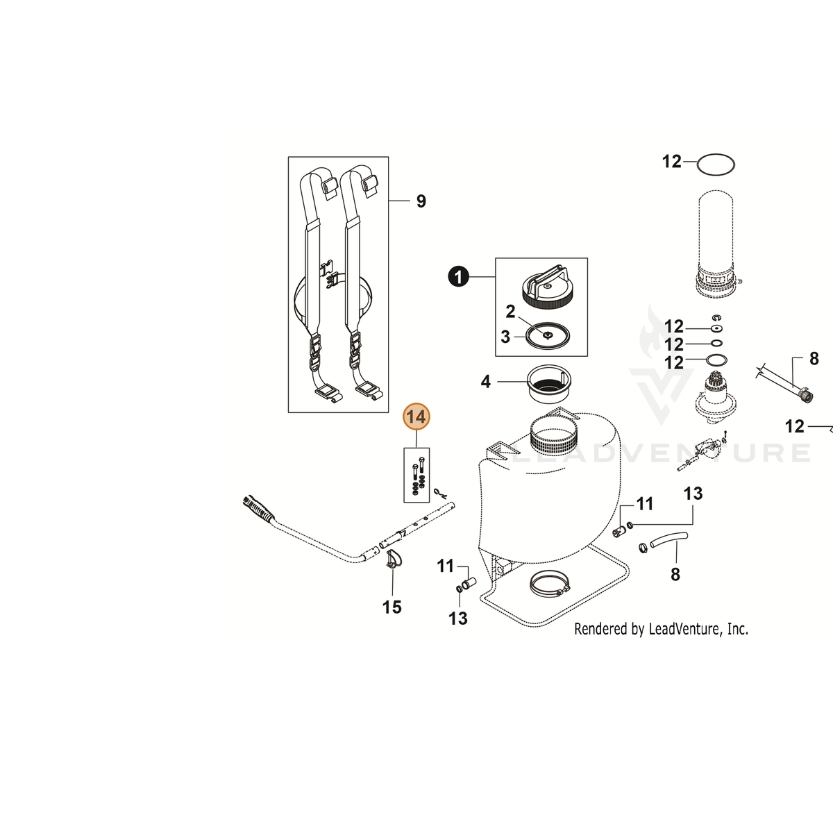 ECHO part YH466000500 — IPL diagram snippet (6x zoom, amber highlight)