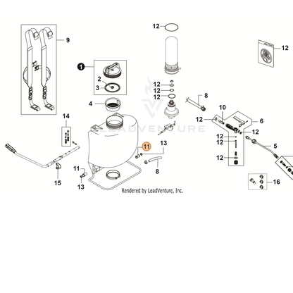 ECHO part YH466000510 — IPL diagram snippet (6x zoom, amber highlight)