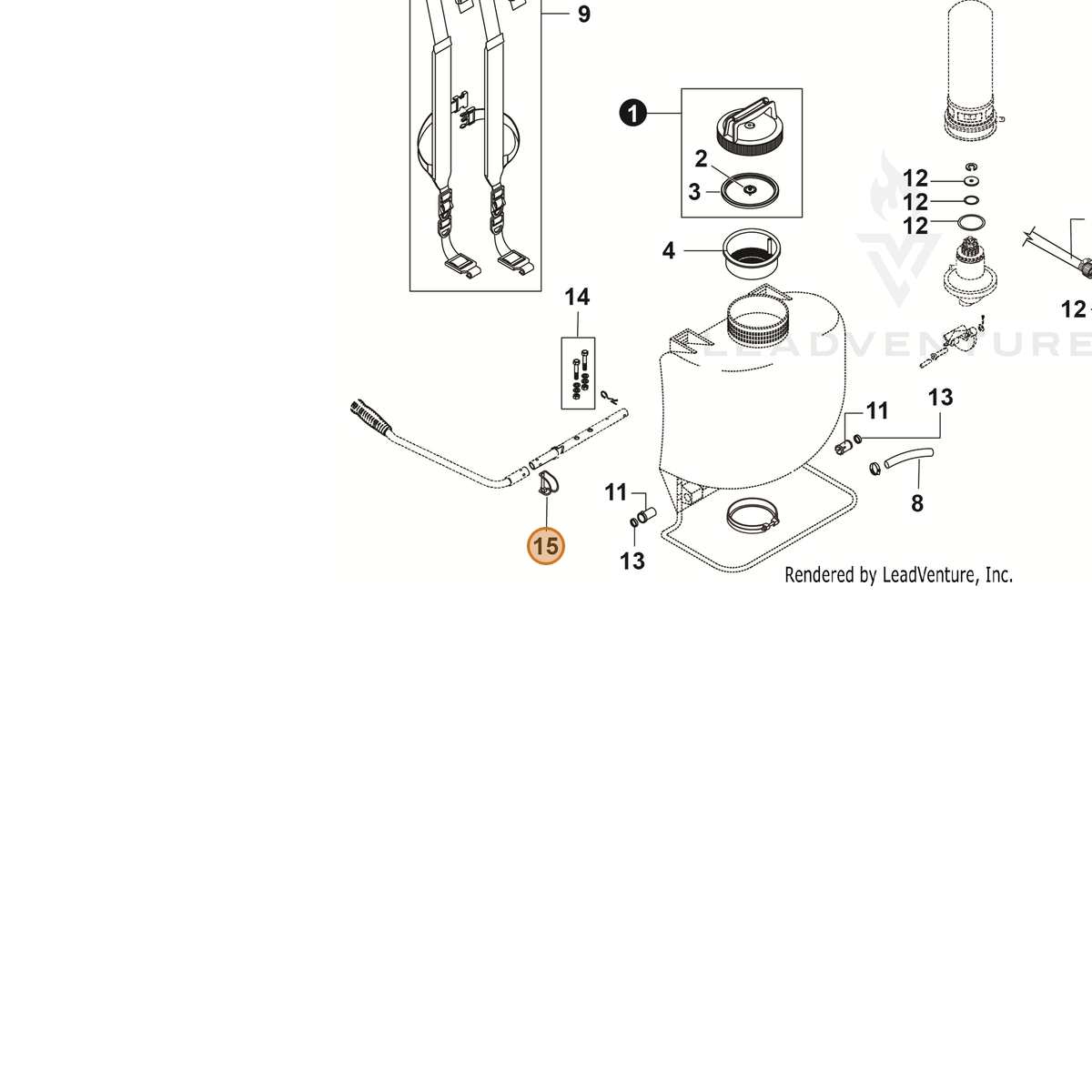 ECHO part YH466000520 — IPL diagram snippet (6x zoom, amber highlight)