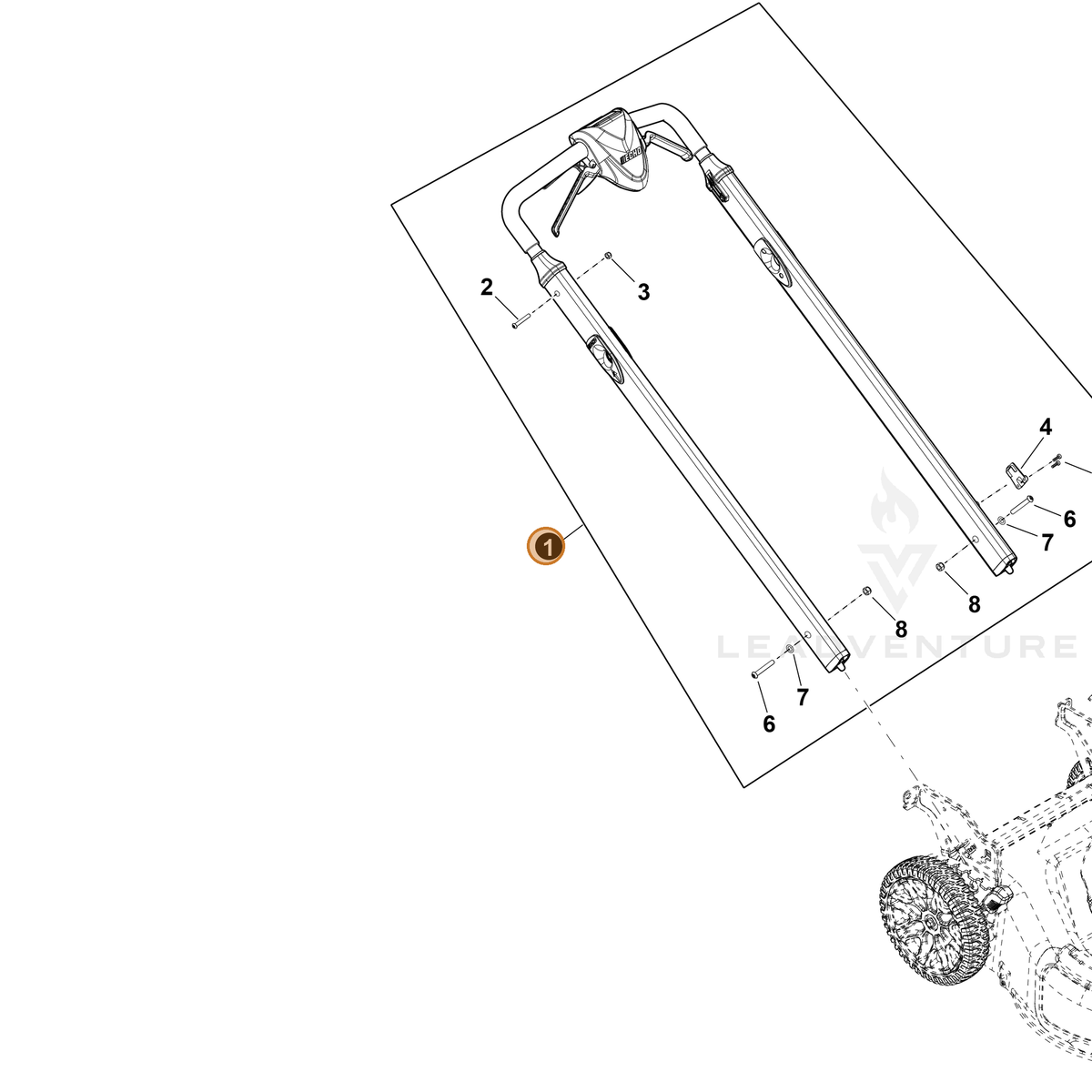 ECHO part YH466000570 — IPL diagram snippet (6x zoom, amber highlight)