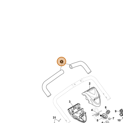 ECHO part YH466000590 — IPL diagram snippet (6x zoom, amber highlight)