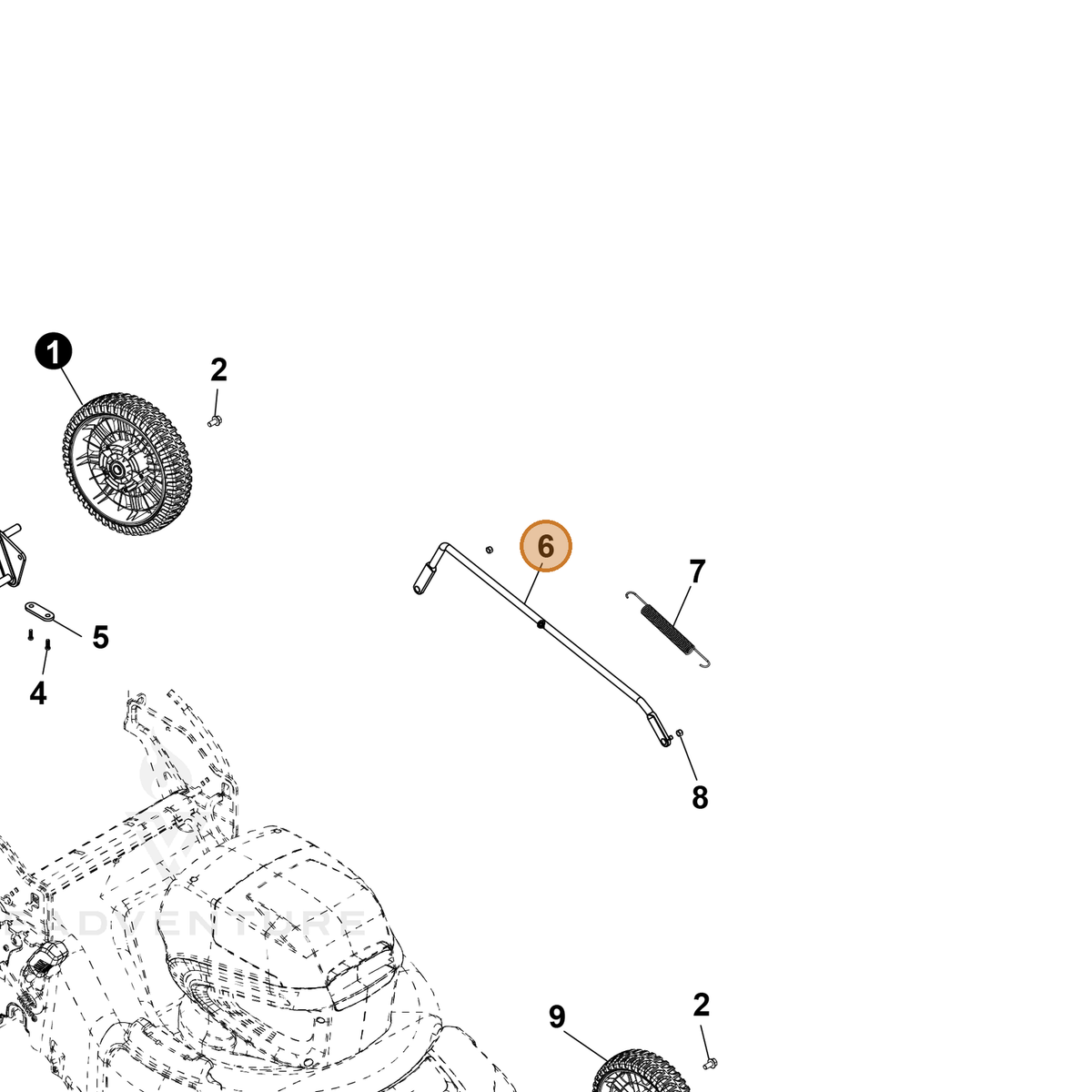 ECHO part YH466000640 — IPL diagram snippet (6x zoom, amber highlight)