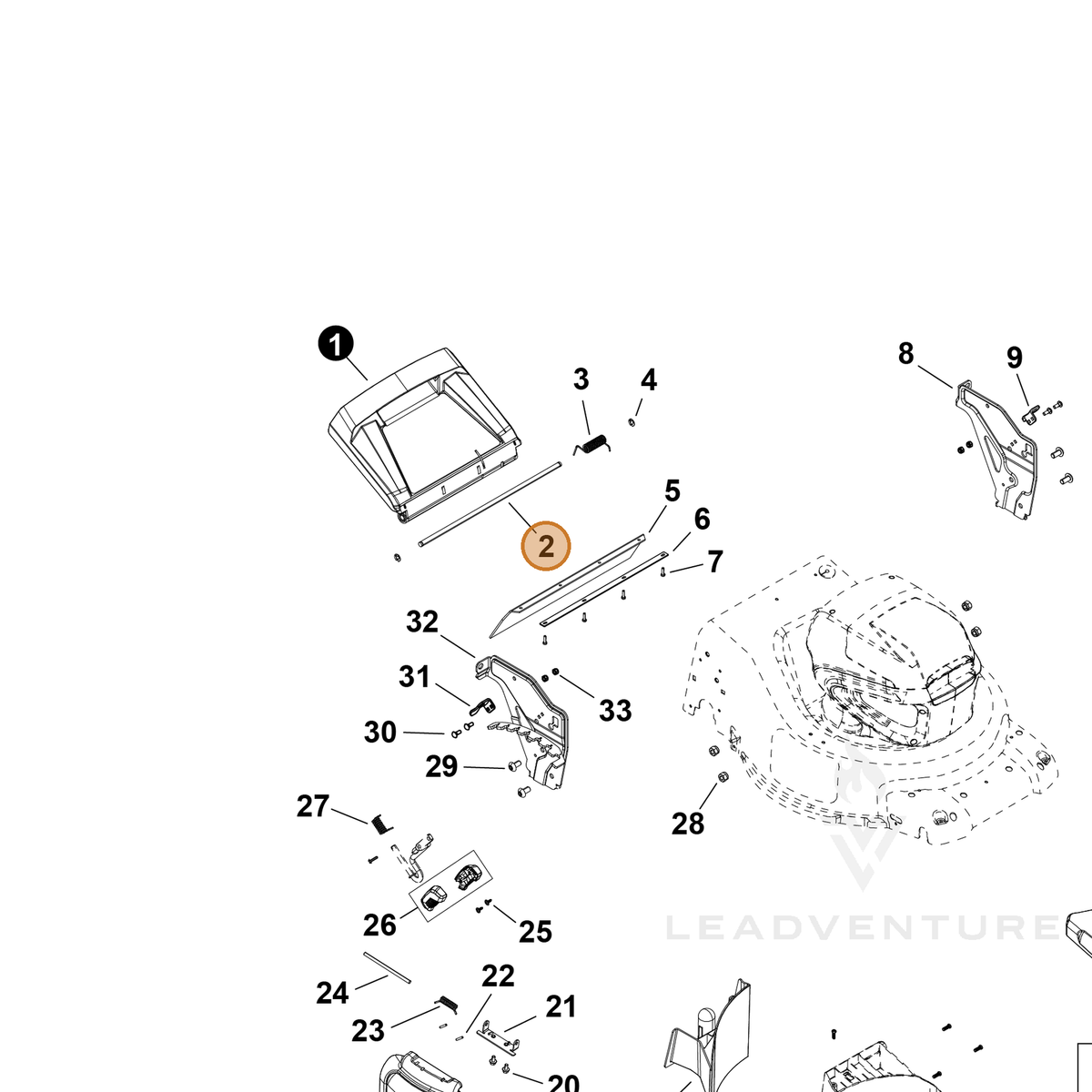ECHO part YH466000650 — IPL diagram snippet (6x zoom, amber highlight)