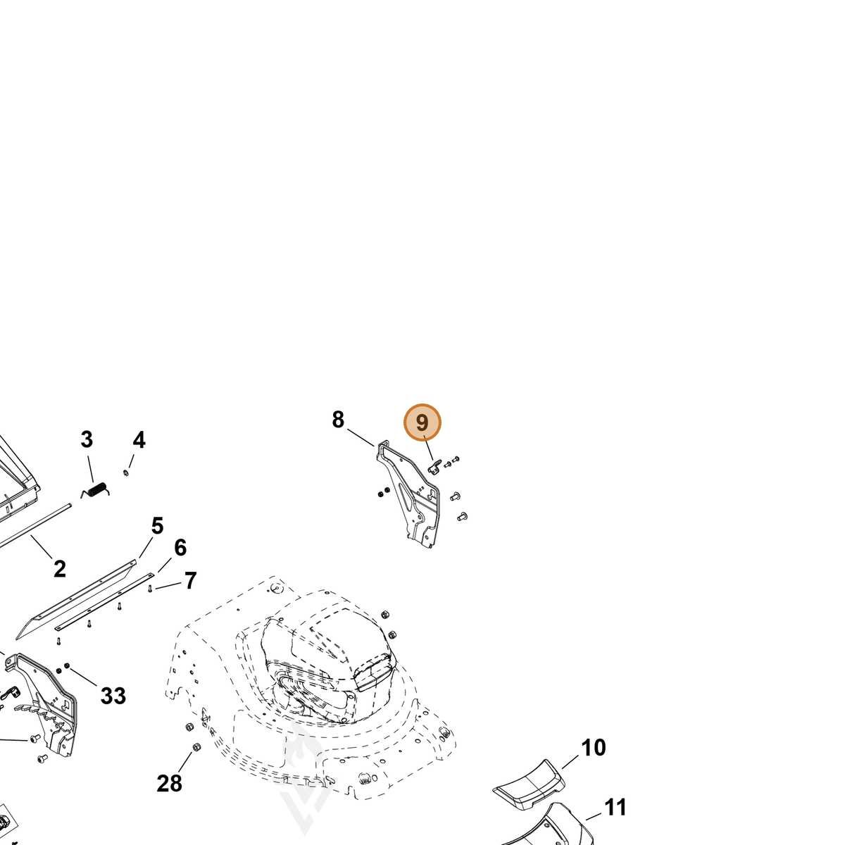 ECHO part YH466000660 — IPL diagram snippet (6x zoom, amber highlight)
