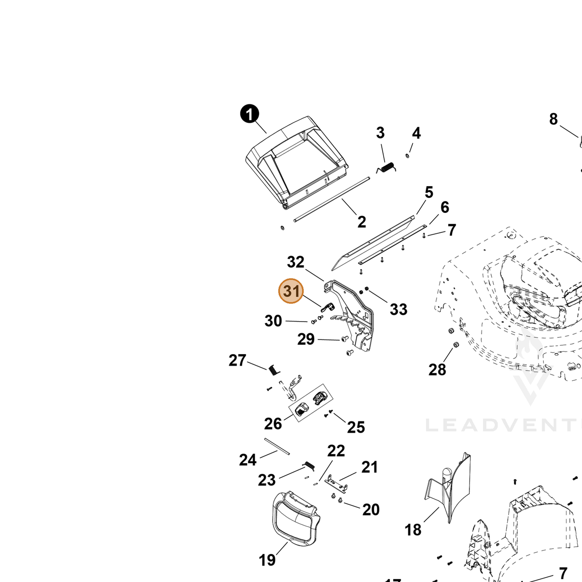 ECHO part YH466000670 — IPL diagram snippet (6x zoom, amber highlight)
