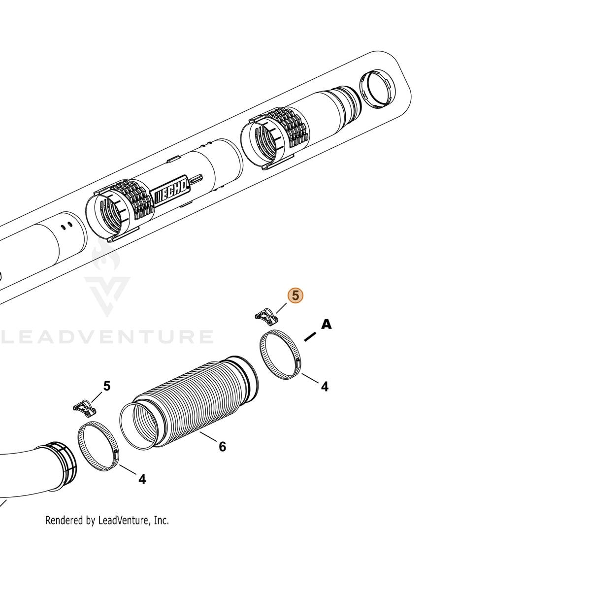 ECHO part YH466000710 — IPL diagram snippet (6x zoom, amber highlight)