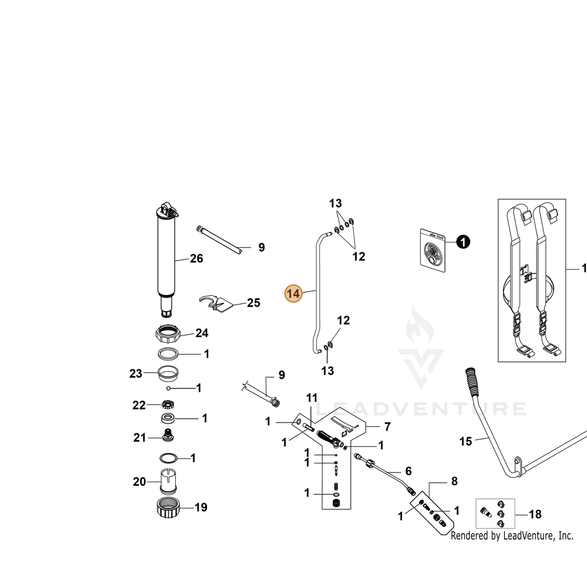 Echo part YH466000760 — IPL diagram snippet (6x zoom, amber highlight)