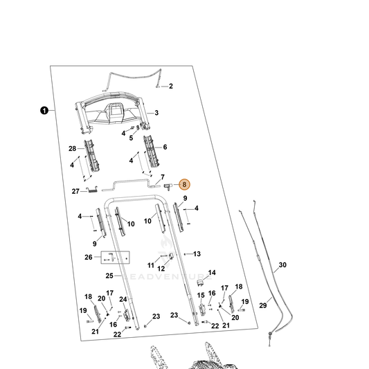 Echo part YH466000890 — IPL diagram snippet (6x zoom, amber highlight)