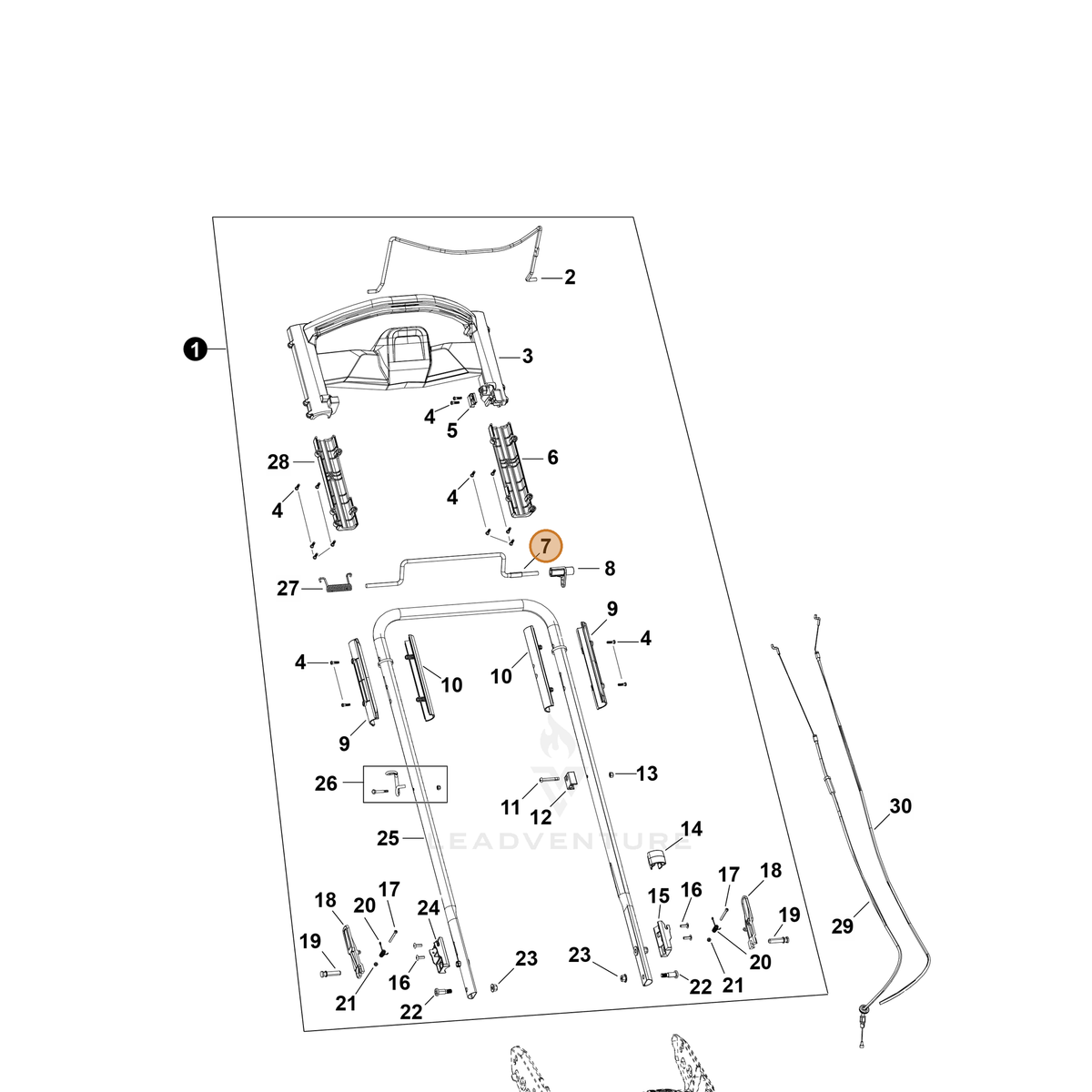 Echo part YH466000900 — IPL diagram snippet (6x zoom, amber highlight)